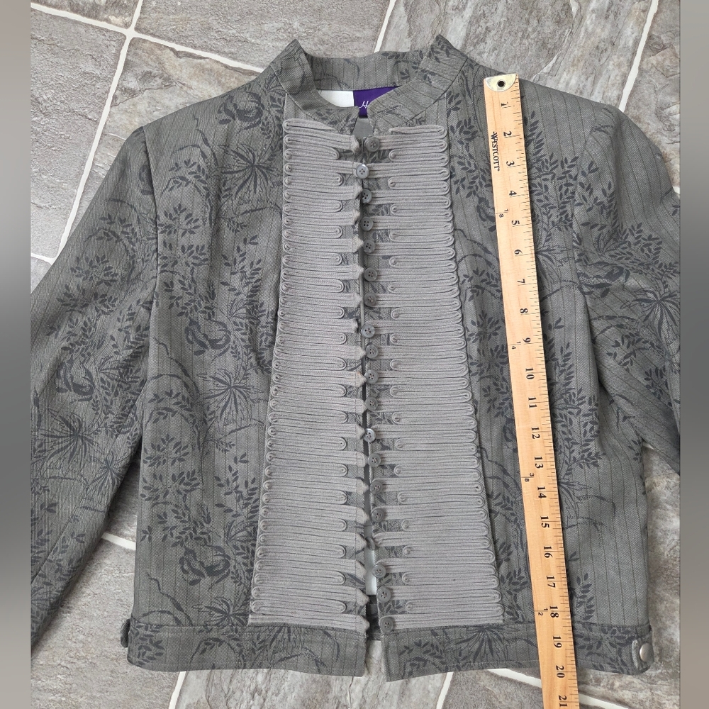 Hunt Club Charcoal Cotton Floral Military Blazer Jacket Women's Size Medium - Picture 10 of 16